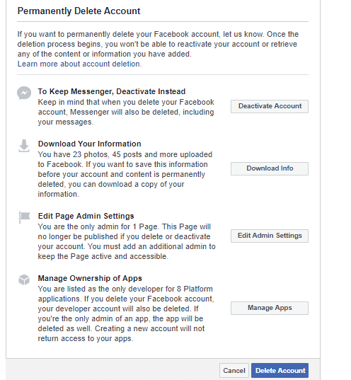 How to deactivate or delete Facebook Account? 1